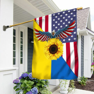 Ukraine Flag Sunflower Ukrainian American Flag QTR25F