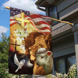 Jesus, Lion And Lamb U.S Flag MLN13F