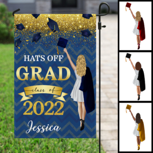 Personalized Graduation Flag Hats Off Grad Class Of 2022 BNN05FCT