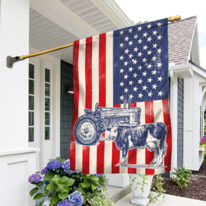 Cattle Flag Tractor Cow American Flag TRV1975F