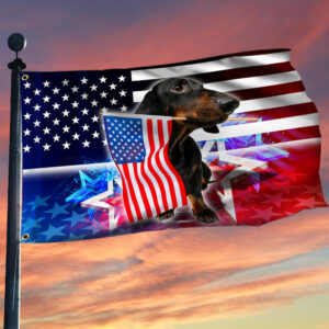 Dachshund Dog Grommet Flag, Independence Day 4th Of July TQN28GF