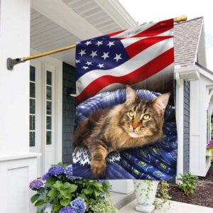 American Flag Maine Coon Cat Patriotic Cat BNN69F