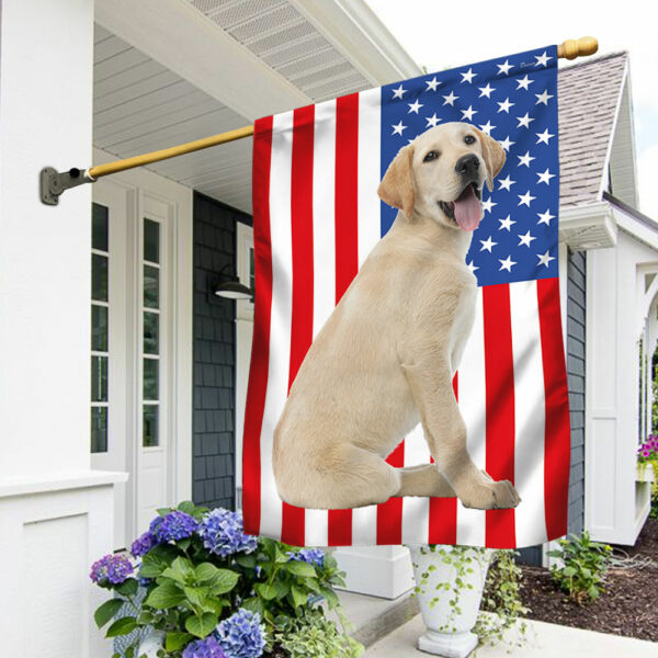 Yellow Labrador Retriever Dog American Flag QNH01Fa