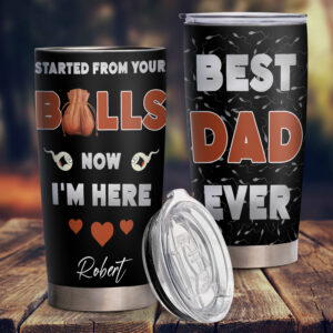 Personalized Tumbler Started from your balls now I'm here 20oz Tumbler LNT90TUCT