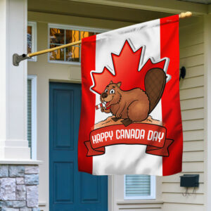 Beaver Happy Canada Day Flag TQN153F