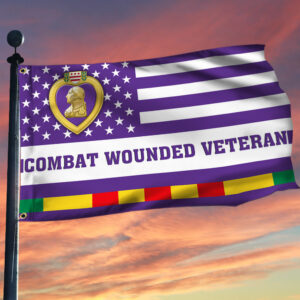 Purple Heart Grommet Flag Combat Wounded Veteran BNN146GF