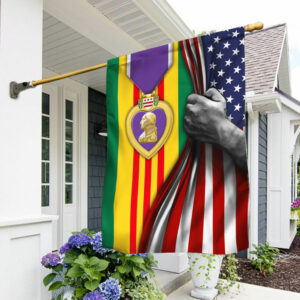 Vietnam Veteran Flag Vietnam Veteran Purple Heart American Flag QTR155F