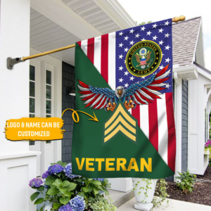 US Army Flag Personalized U.S. Army Veteran Proudly Served American Flag TRL1000FCTv6