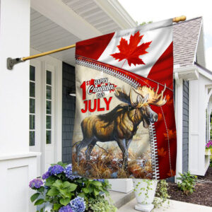 Happy Canada Day Canada Moose Flag MLN137F
