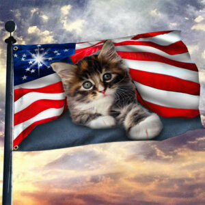 Cat American Grommet Flag 4th Of July Independence Day LNT163GF