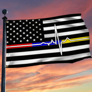 First Responder Thin Red Blue Gold Line Grommet Flag Police Fire and Dispatch TQN258GF