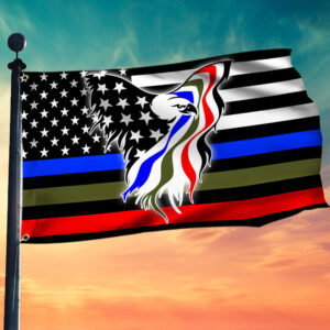Police Military and Fire Thin Line Eagle Grommet Flag USA Blue Green Red Line Flag TQN236GF