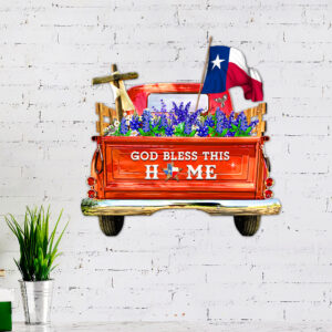 God Bless This Home, Texas Hanging Metal Sign TPT204MS