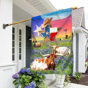 Texas Flag Longhorn Cattle Texas Flag QTR199F