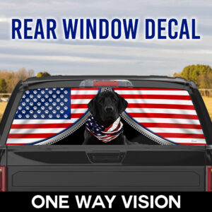 Black Labrador Retriever Rear Window Decal Patriotic Dog BNT408CD