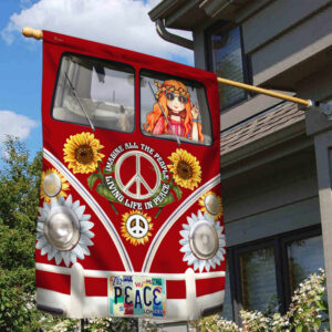 Peace Hippie Van Flag Imagine All The People Living Life In Peace MLN217F