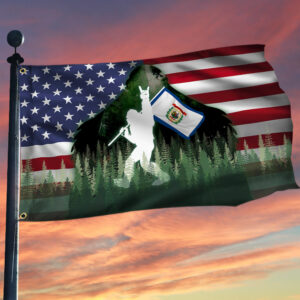 Bigfoot Sasquatch West Virginia American Flag TPT110GFv4