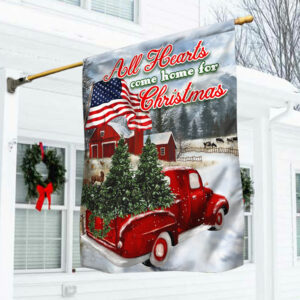 Red Truck Christmas All Hearts Come Home For Christmas Flag MLN588F