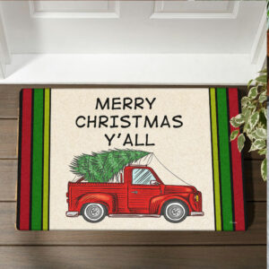 Red Truck Christmas Doormat Merry Christmas Y'all TQN524DM