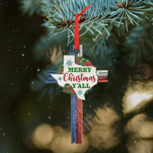 Texas Map Cross Christmas Ornament TQN641O