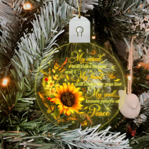 Sunflower Ornament My Soul Knows You're At Peace, Butterfly Love In Heaven Led Ornament TPT407O