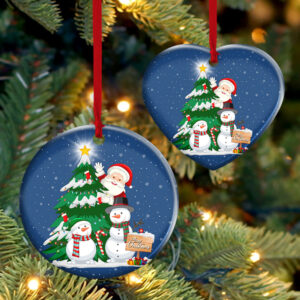 Merry Christmas Ceramic Ornament Santa Snowman Christmas Tree TQN603O