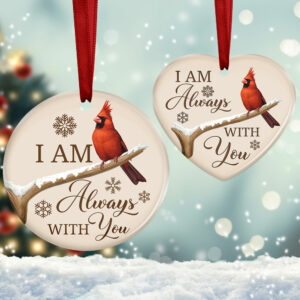 Cardinal Ceramic Ornament, I Am Always With You Ornament, Memorial Ornament, 2022 Christmas Ornament, Remembrance Cardinal Christmas Ornament, In Memory Of Loved One Ornaments TQN531Ov1
