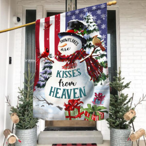 Snowman Flag Snowflakes Are Kisses From Heaven Christmas Flag MLN698F