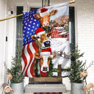 Cow Cattle Christmas Farmhouse American Flag MLN781F