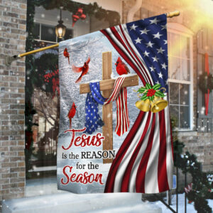 Jesus Christ Cross Flag  Jesus is The Reason for Season Christmas Flag MLN687Fv1