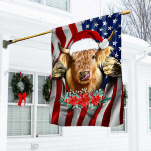 America Highland Cow Christmas Flag MLN787F