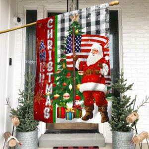 Santa Claus, We Wish You Ameri Christmas Flag TPT456F