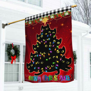 Meowy Christmas Flag Cat Christmas Tree LNT711F