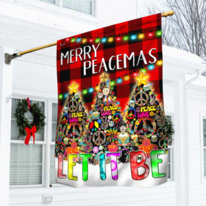 Hippie Christmas Tree Merry Peacemas Let It Be Flag MLN699F