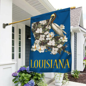 Louisiana Flag Brown Pelican With Magnolia Map BNN749F