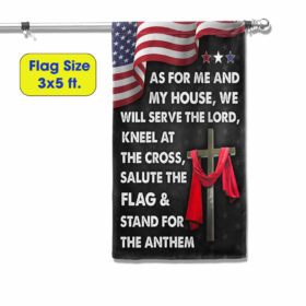Jesus Cross American Flag As For Me And My House We Will Serve The Lord Flag MLN820F
