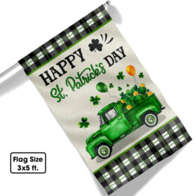 Shamrock Truck Happy St Patrick's Day Flag MLN899F