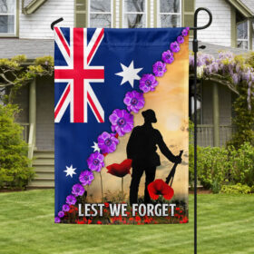 Anzac Day Lest We Forget Purple Poppy Australia Veteran Flag MLN925F