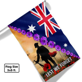 Anzac Day Lest We Forget Purple Poppy Australia Veteran Flag MLN925F