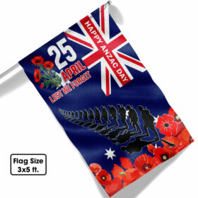 Anzac Day Australian Veteran Lest We Forget Australia Poppy Flag MLN1144F