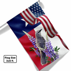 Texas Bluebonnet and Mockingbird Two-Sided Flag MLN1258Fv1
