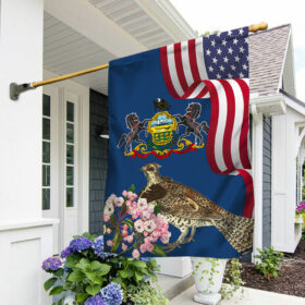 Pennsylvania State Ruffed Grouse Bird and Mountain Laurel Flower Flag MLN1141Fv30