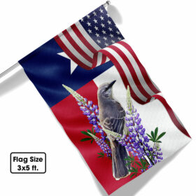 Texas Bluebonnet and Mockingbird Flag MLN1141Fv1