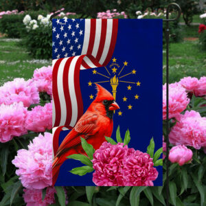 Indiana State Cardinal and Peony Flower Flag MLN1141Fv12