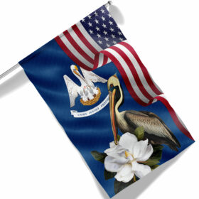 Louisiana Brown Pelican Bird and Magnolia Flower Flag MLN1141Fv14