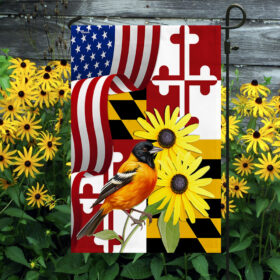 Maryland Black-eyed Susan Flower and Baltimore Oriole Bird Flag MLN1141Fv2