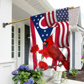 Ohio State Cardinal and Scarlet Carnation Flower Flag MLN1141Fv23