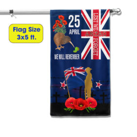 Anzac Day New Zealand Flag Lest We Forget 25 April We Will Remember Flag MLN1217F