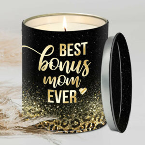 Best Bonus Mom Ever Leopard Candle Lavender Vanilla 10oz Tin Candle