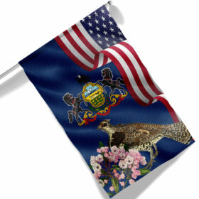 Pennsylvania State Ruffed Grouse Bird and Mountain Laurel Flower Flag MLN1141Fv30